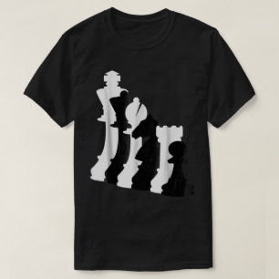 Camiseta Arte de Xadrez Minimalista Preto e Branco