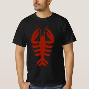 Camiseta Arte Deco Antigo Marisco Lagosta em Vermelho