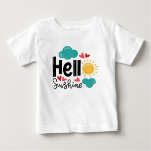 Camiseta Arte Desenhada à Mão Bonita - Texto Sol Alô