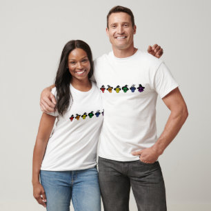 Camiseta Arte Desenhada à Mão de Caveira com Arco-íris • Ha