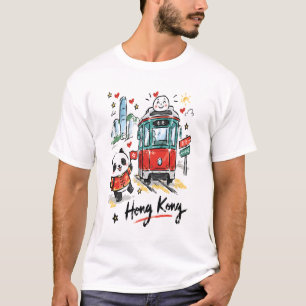Camiseta Arte Desenhada do Bonito Bonde de Hong Kong