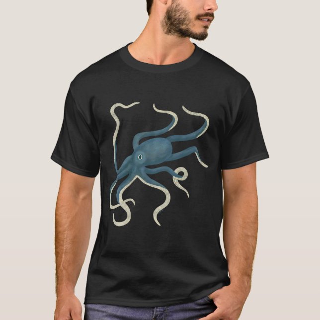 Camiseta Arte Design do Polvo Azul (Frente)