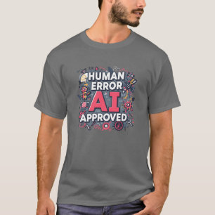 Camiseta Arte Digital Aprovada por IA com Erro Humano