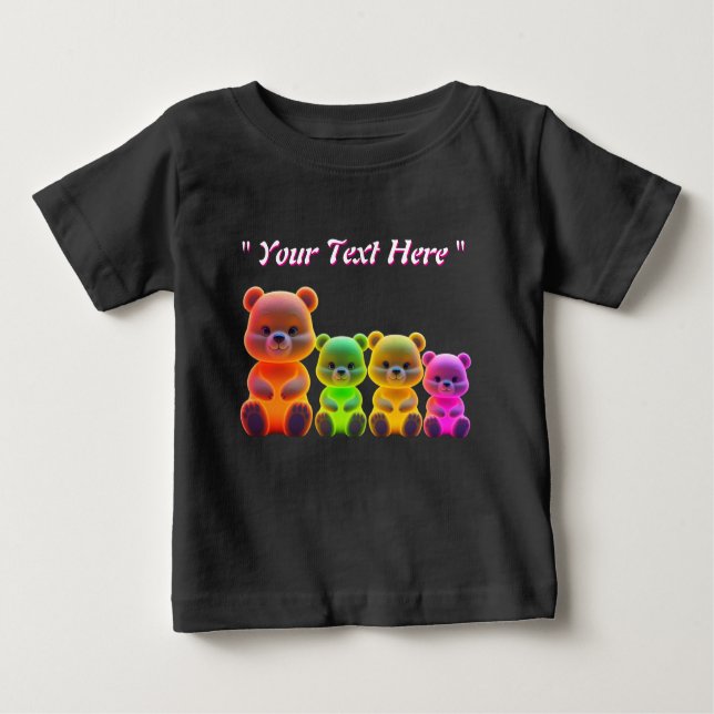 Camiseta Arte Digital da Família Neon Bear (Frente)