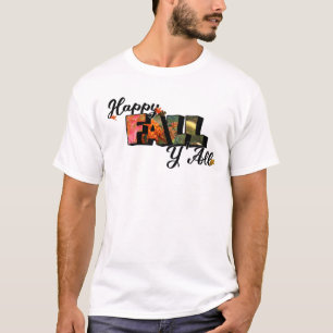 Camiseta Arte Digital de Letra Grande Feliz Outono