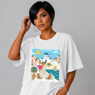 Camiseta Arte Digital de Viagem de Verão Temático de Santor