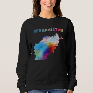 Camiseta Arte digital Mapa do Afeganistão Aquarela Multicol