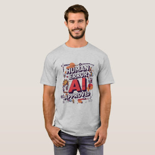 Camiseta Arte digital ousada “Erro Humano, Aprovado pela IA