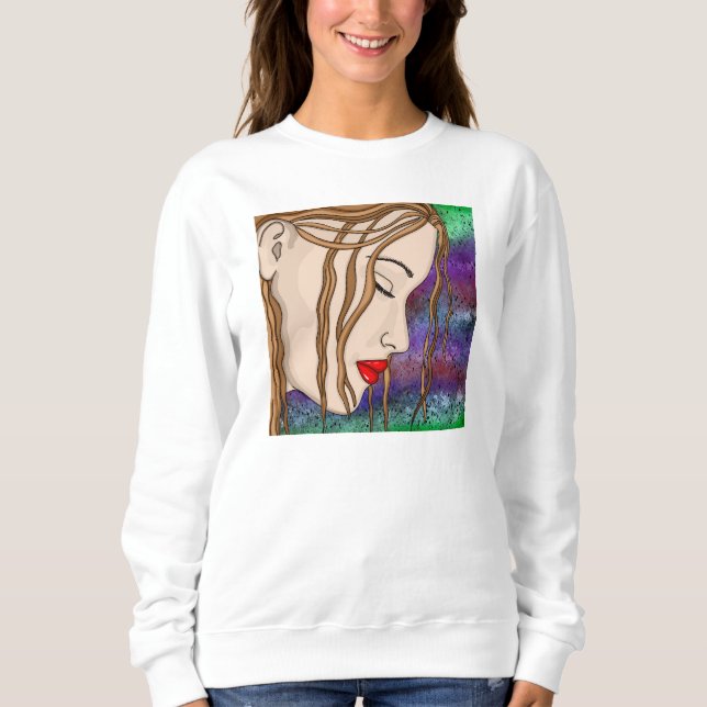 Camiseta Arte Digital | Senhora triste profundamente em pen (Frente)