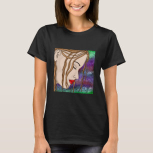 Camiseta Arte Digital Senhora triste profundamente em pen