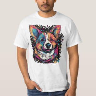 Camiseta Arte Digital Surrealista de Corgi Galês Etéreo