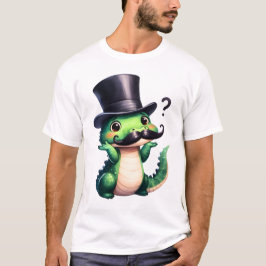 Camiseta Arte Divertida de Cavalheiro Crocodilo Fofo