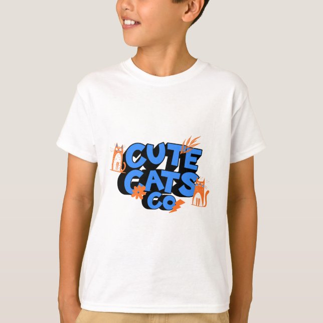 Camiseta Arte Divertida de Gatos Fofos (Frente)