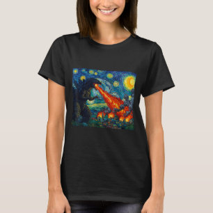 Camiseta Arte Divertida Monstro Japonês Kaiju Em Van Gogh S