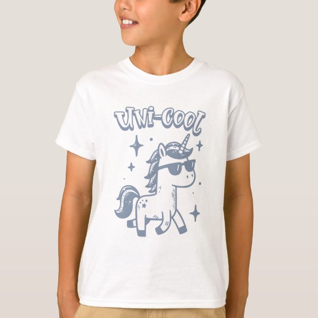 Camiseta Arte Divertida Unicórnio Uni Cool (Frente)