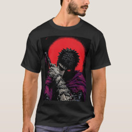 Camiseta Arte do Abraço da Espada da Lua Vermelha do Guerre