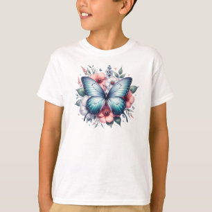 Camiseta Arte do Buquê Floral de Borboleta Vibrante-96283