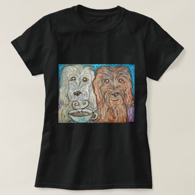 Camiseta Arte do café do bebendo de GOLDENDOODLE (Frente do Design)