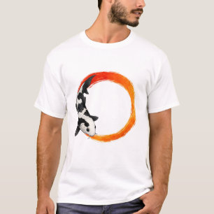 Camiseta Arte do Círculo Zen com Peixes Koi – Design Minima