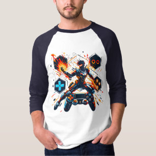 Camiseta Arte do Controlador de Fogo do Herói de Jogos Play
