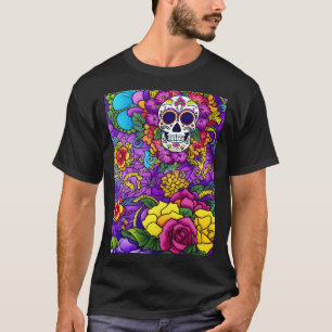 Camiseta Arte do Crânio do Açúcar - Día de los Muertos Deli