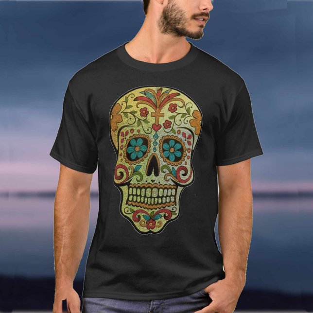Camiseta Arte do Crânio do Açúcar, Dia dos Mortos (Criador carregado)