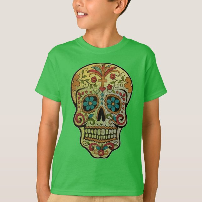 Camiseta Arte do Crânio do Açúcar, Dia dos Mortos (Frente)