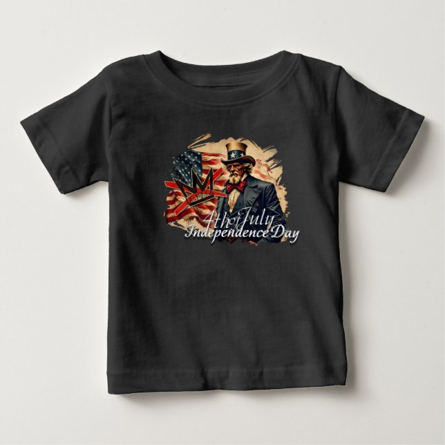 Camiseta Arte do Dia da Independência do Tio Sam Sem Reis (Frente)
