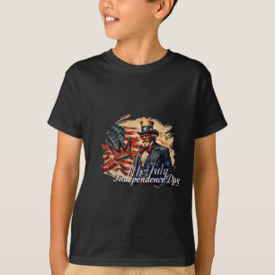 Camiseta Arte do Dia da Independência do Tio Sam Sem Reis