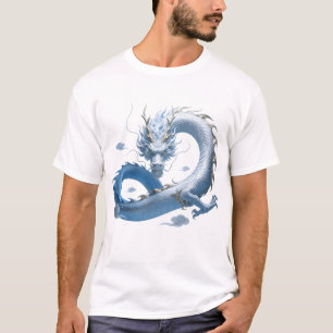 Camiseta Arte do Dragão Azul Estética de Fantasia Mítica