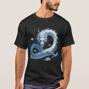 Camiseta Arte do Dragão Azul   Estética de Fantasia Mítica 