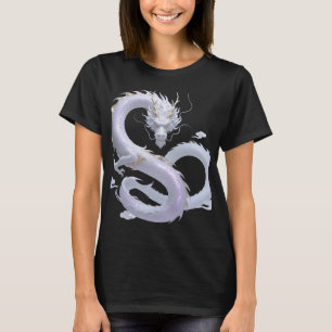Camiseta Arte do Dragão Branco Estética de Fantasia Mític