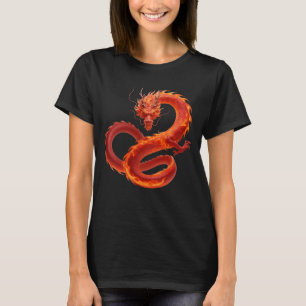Camiseta Arte do Dragão de Fogo Vermelho   Desenho de Dragã
