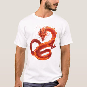 Camiseta Arte do Dragão de Fogo Vermelho   Desenho de Dragã