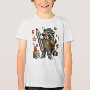 Camiseta Arte do Estudante com Lápis Grande de Guaxinim Fof