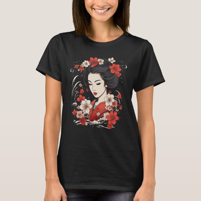 Camiseta Arte do Flor com Flor em Geisha (Frente)