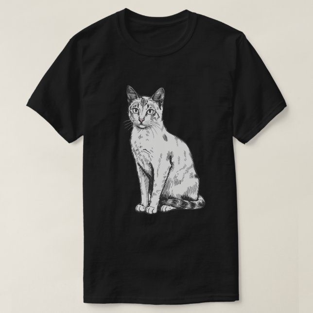 Camiseta Arte do Gato Sentado (Frente do Design)