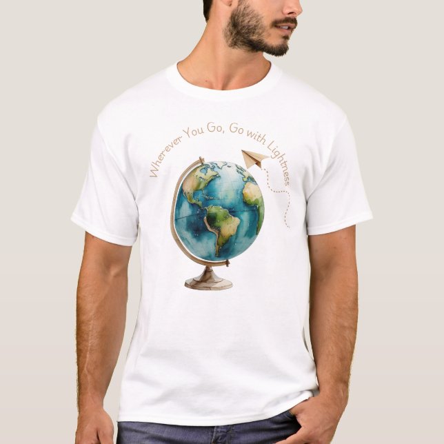 Camiseta Arte do Globo de Aquarela - Onde quer que você vá (Frente)