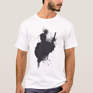 Camiseta Arte do Guerreiro Samurai Silhueta Tinta Escura