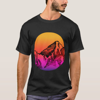 Camiseta Arte do Lápis de Montanha Sunset