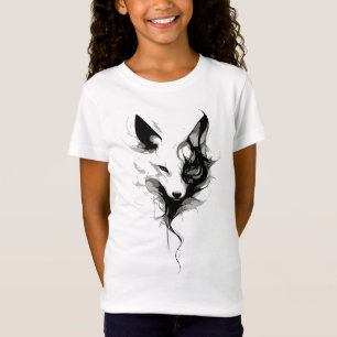 Camiseta Arte do Lobo Branco Elegante em Tinta Preta