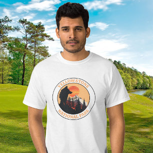 Camiseta Arte do lobo do pôr do sol, Parque Nacional de Yel