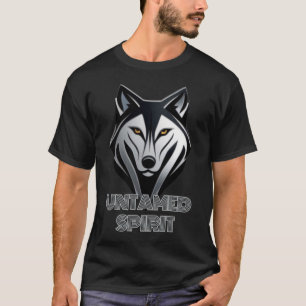 Camiseta Arte do logotipo do Lobo de Prata Negra e Metálica