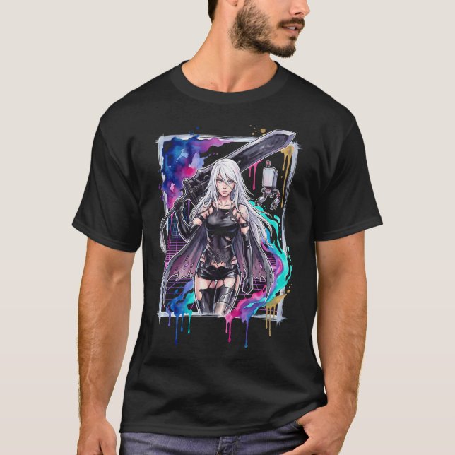Camiseta Arte do Modo Berserk do Android Rogue A2 de NieR A (Frente)