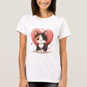 Camiseta Arte do Namorados Kawaii, Cute Calico