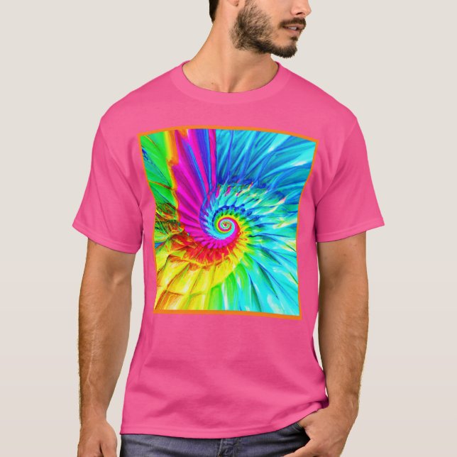 Camiseta Arte do Padrão Espiral de Intermitência de Cores (Frente)