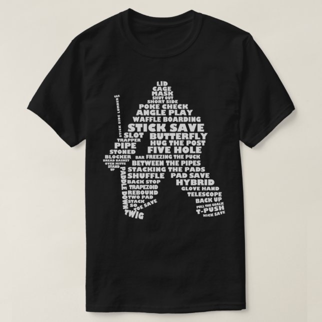 Camiseta Arte do Palavra do Hockey Goaltender (Frente do Design)