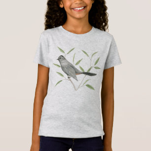 Camiseta Arte do pássaro do Catbird cinzento