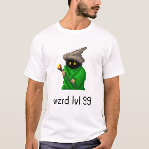 Camiseta Arte do pixel do feiticeiro do nível 99 - verde