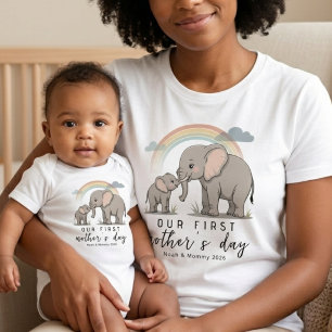 Camiseta Arte do Primeiro Dia das Mães com Amor de Bebê e M
